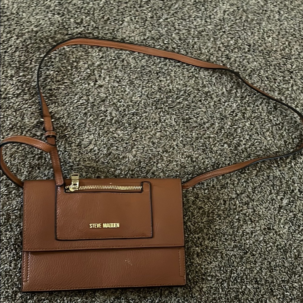 Steve Madden Brown Crossbody Bag with Gold Hardware